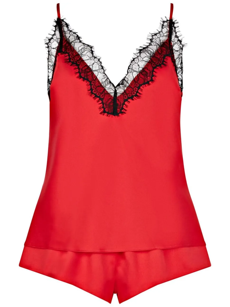 Rouge - Ann Summers Ensemble pyjama en dentelle Cerise et cami en satin