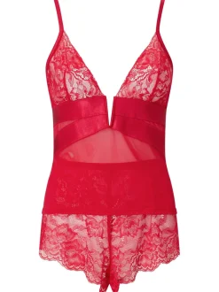 Rouge - Ann Summers Ensemble pyjama cami en dentelle et maille gracieux