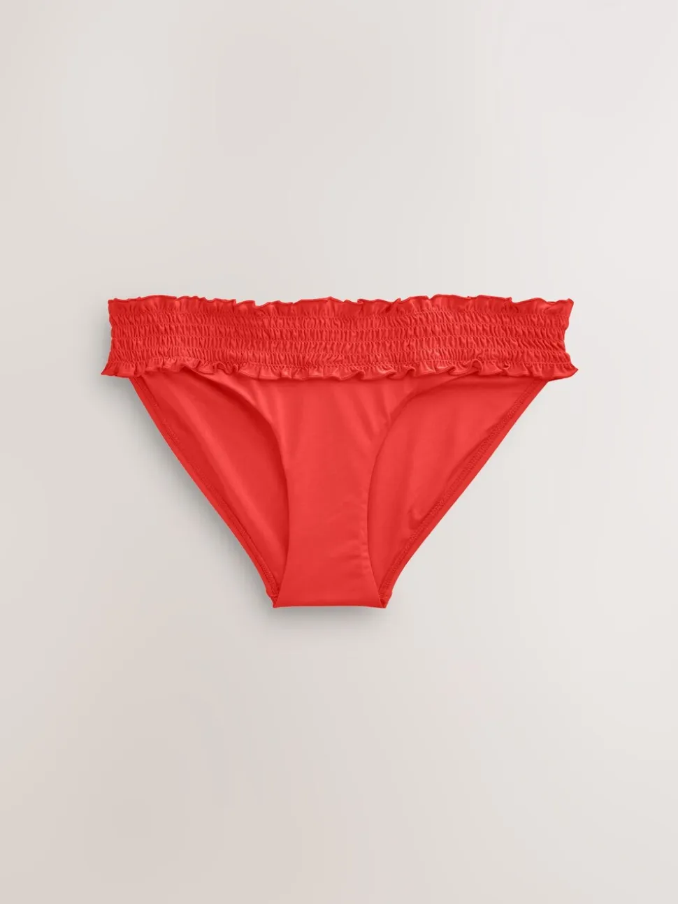 Rouge - Bas de bikini froncé à jambes montantes
