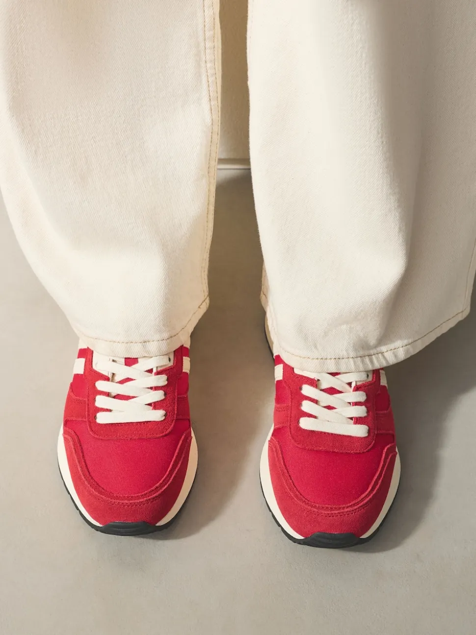 Rouge - Baskets à lacets Forever Comfort® en cuir
