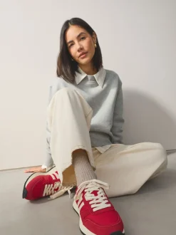 Rouge - Baskets à lacets Forever Comfort® en cuir