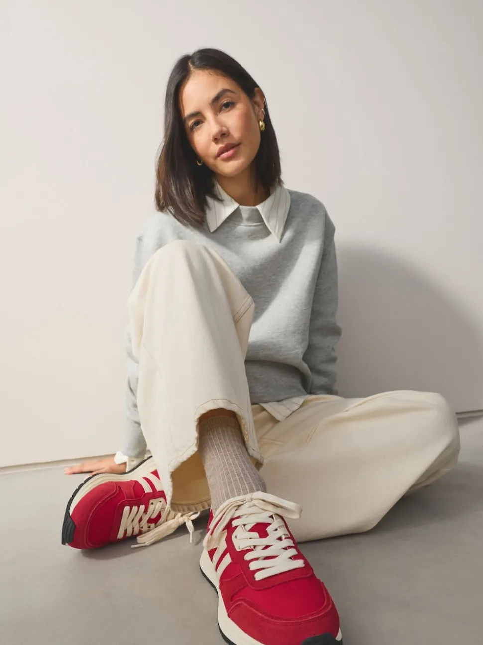 Rouge - Baskets à lacets Forever Comfort® en cuir