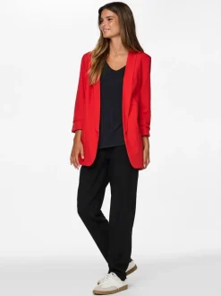 Rouge - Blazer PIECES à manches froncées