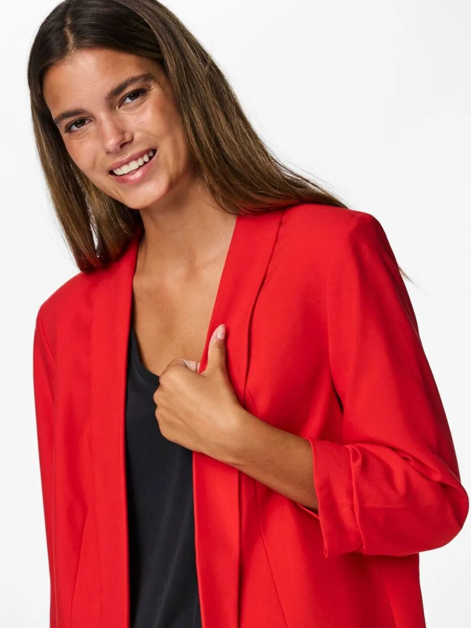 Rouge - Blazer PIECES à manches froncées