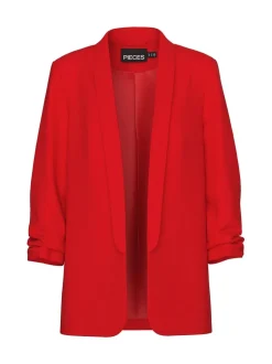 Rouge - Blazer PIECES à manches froncées