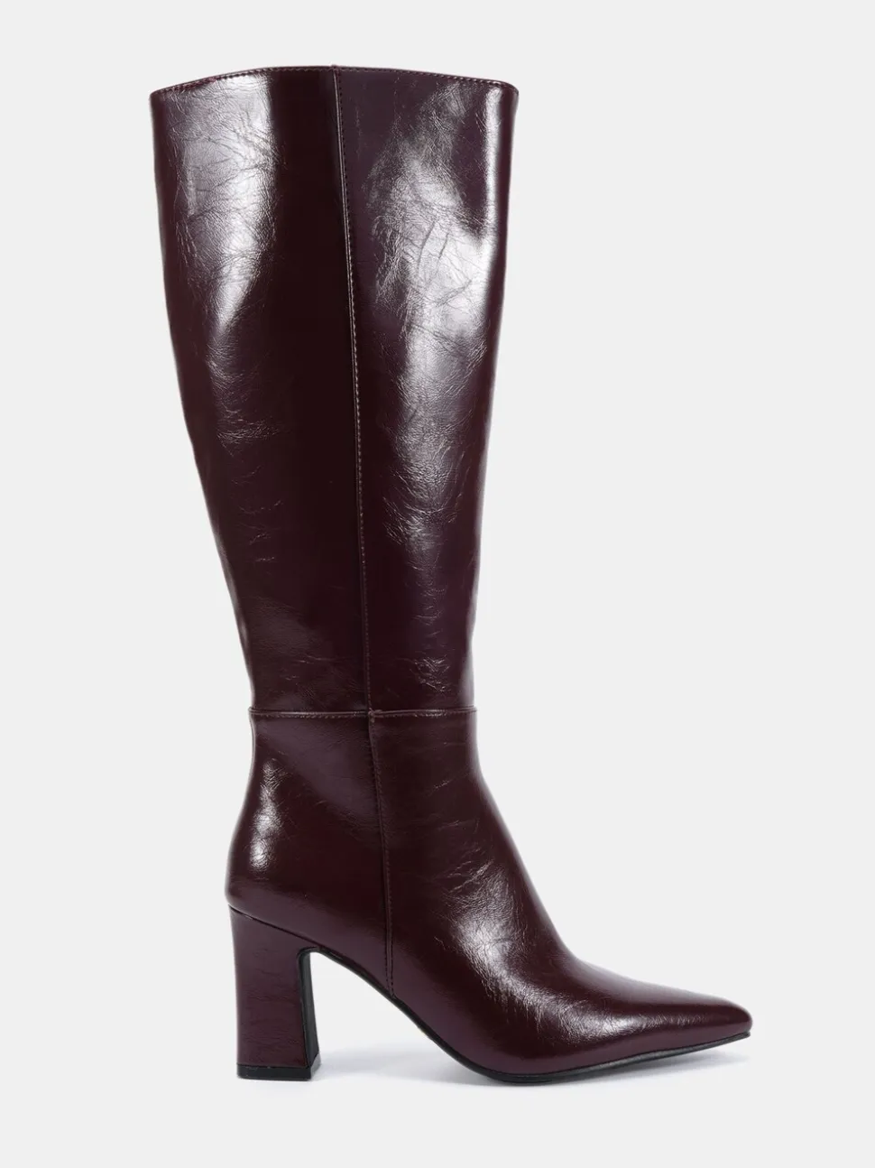 Rouge - Bottes au genou à talon carré Gala à bout pointu Coupe large Novo