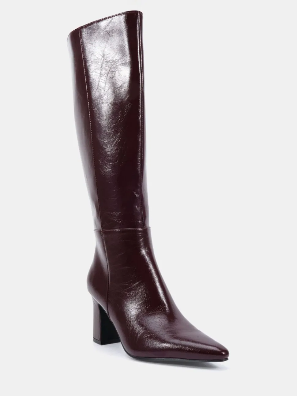 Rouge - Bottes au genou à talon carré Gala à bout pointu Coupe large Novo