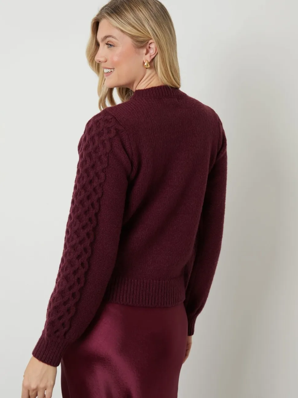Rouge - Cardigan Another Sunday Bobble en Torsade boutonné