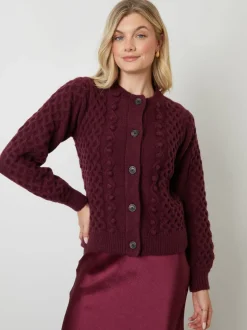 Rouge - Cardigan Another Sunday Bobble en Torsade boutonné