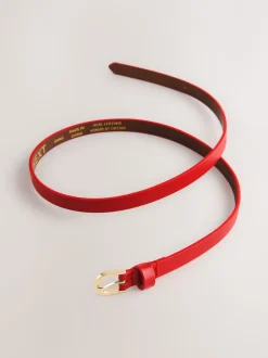 Rouge - Ceinture fine en cuir