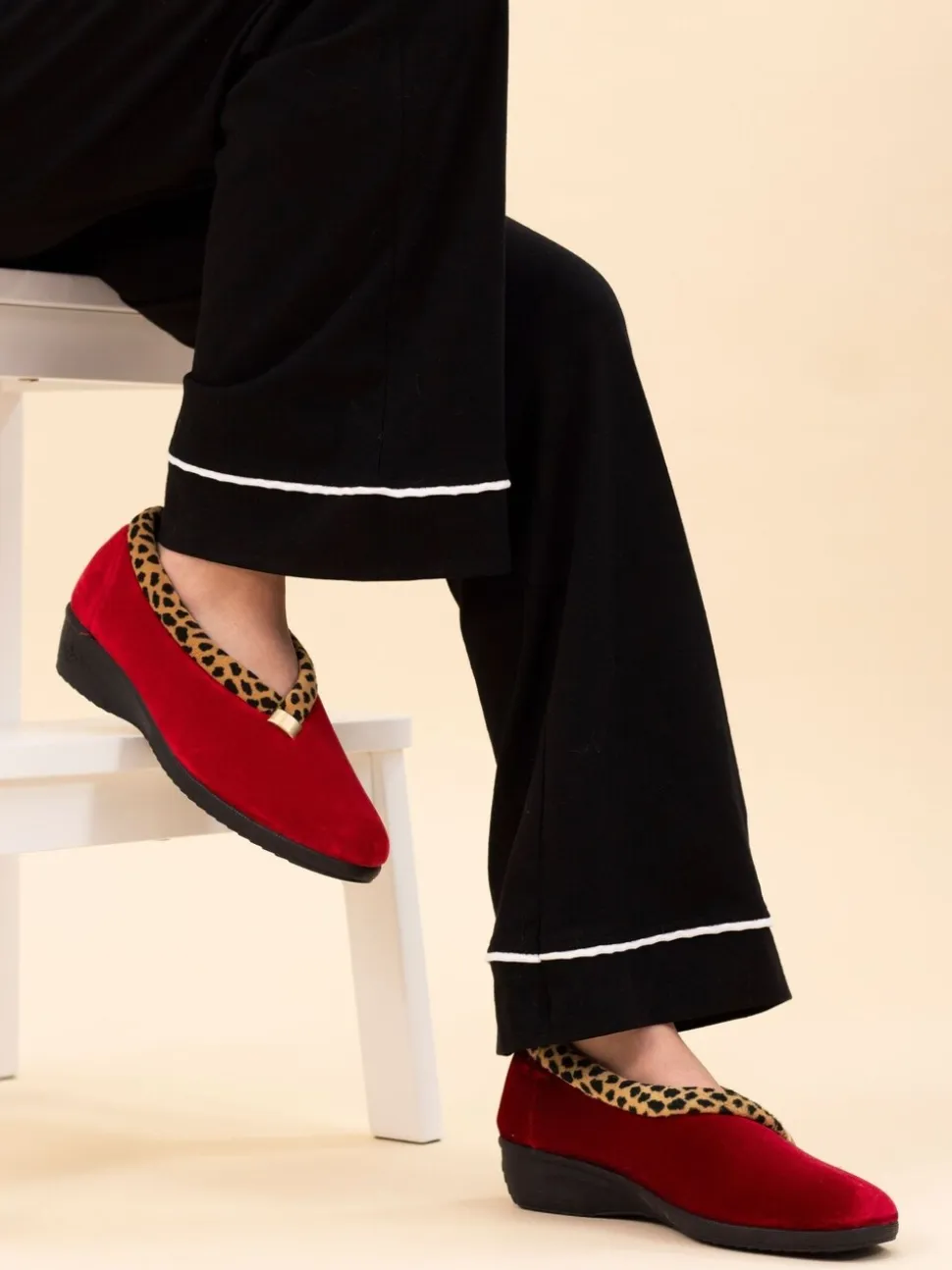 Rouge - Chaussons compensés Lunar Paloma à imprimé animal