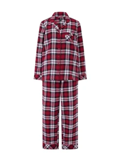 Rouge - Coffret cadeau Pour Moi pyjama en coton brossé à carreaux confortables