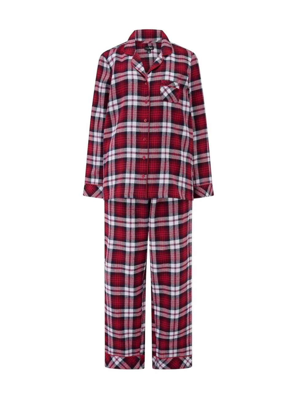 Rouge - Coffret cadeau Pour Moi pyjama en coton brossé à carreaux confortables