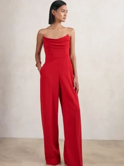 Rouge - Combinaison ample structurée sans bretelles Reiss Ayla