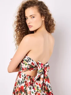 Rouge - Combinaison Apricot Ikat Floral Imprimé Bardot 100% coton
