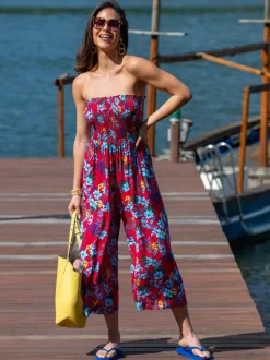 Rouge - Combinaison de plage Pour Moi bustier à corsage froncé