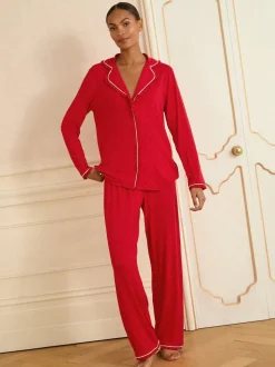 Rouge - Ensemble pyjama Love & Roses à boutons
