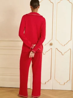 Rouge - Ensemble pyjama Love & Roses à boutons