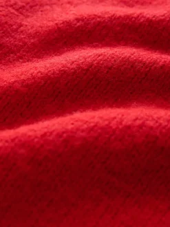 Rouge à fines rayures - Débardeur en maille à col volanté