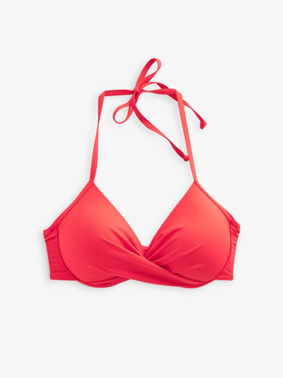 Rouge - Haut de bikini rembourré plongeant avec armatures rembourré