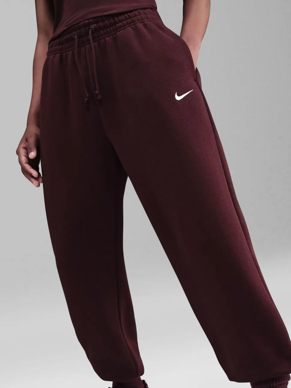 Rouge - Jogging oversize en polaire Phoenix taille haute Nike