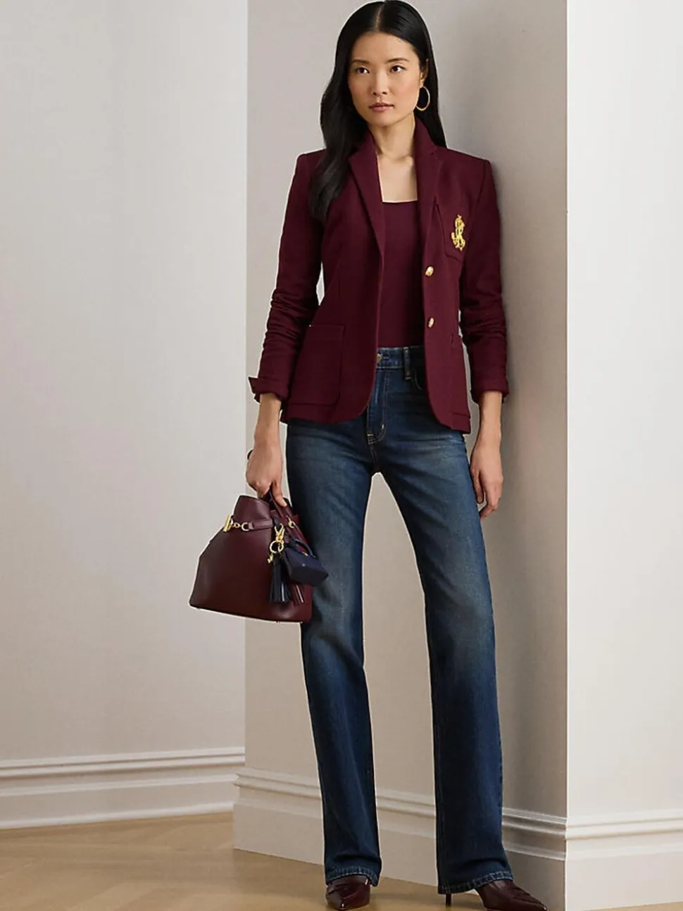 Rouge - Lauren Ralph Lauren Anfisa Crest Logo Blazer Veste