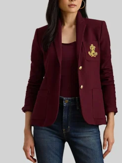 Rouge - Lauren Ralph Lauren Anfisa Crest Logo Blazer Veste