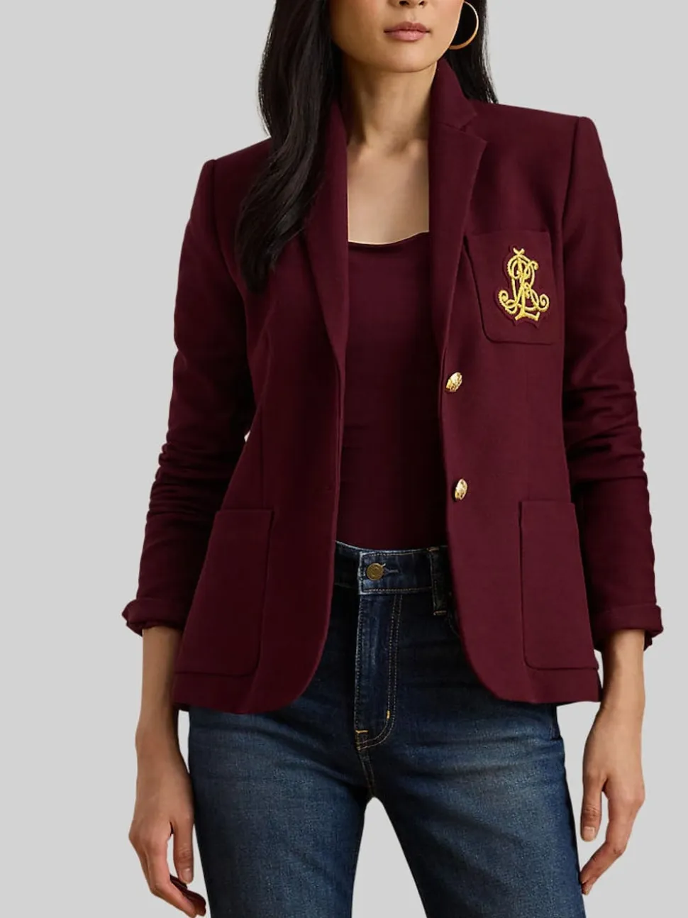 Rouge - Lauren Ralph Lauren Anfisa Crest Logo Blazer Veste