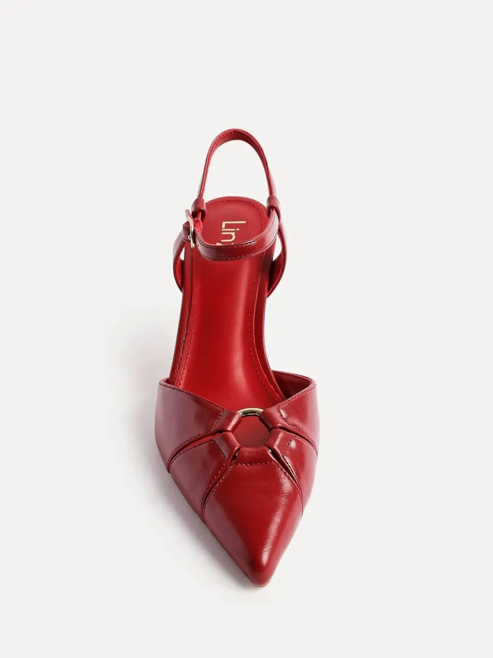 Rouge - Linzi talons aiguilles pivotants avec détail sur le devant à œillets