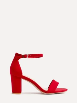 Rouge - Linzi Wide Fit Legacy à peine là des chaussures à talons blocs arrière fermés