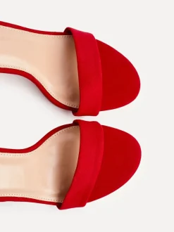 Rouge - Linzi Wide Fit Legacy à peine là des chaussures à talons blocs arrière fermés