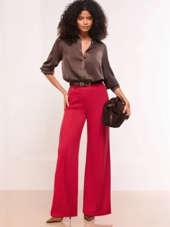 Rouge - Lipsy Pantalon large taille haute