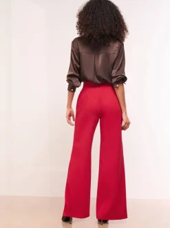 Rouge - Lipsy Pantalon large taille haute