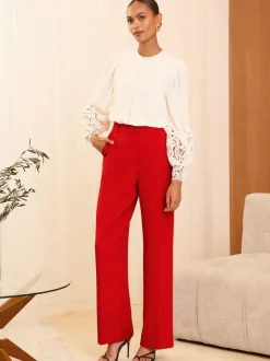 Rouge - Love & Roses Pantalons amples