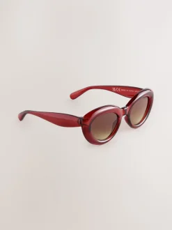 Rouge - Lunettes de soleil ovales