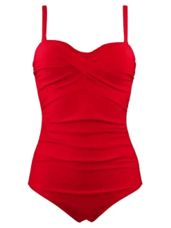 Rouge - Maillot de bain Pour Moi Santa Monica gainant au ventre à bretelles amovibles