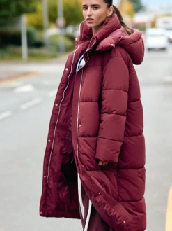 Rouge - Manteau long rembourré imperméable