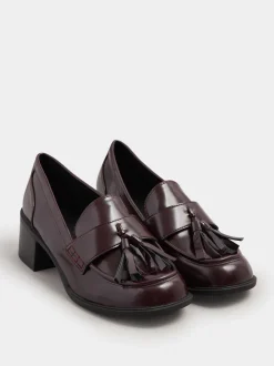 Rouge - Mocassins à talons Yours Curve coupe extra large