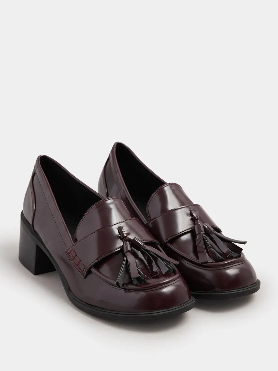 Rouge - Mocassins à talons Yours Curve coupe extra large