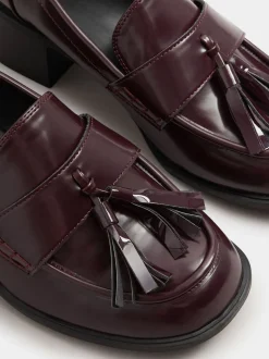 Rouge - Mocassins à talons Yours Curve coupe extra large