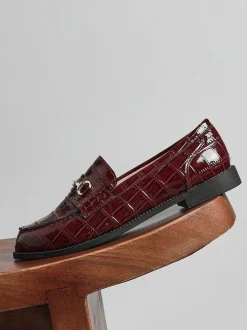 Rouge - Mocassins Linzi Maison effet croco avec boucle
