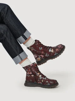 Rouge - Pavers Bottes À lacets Fleuri