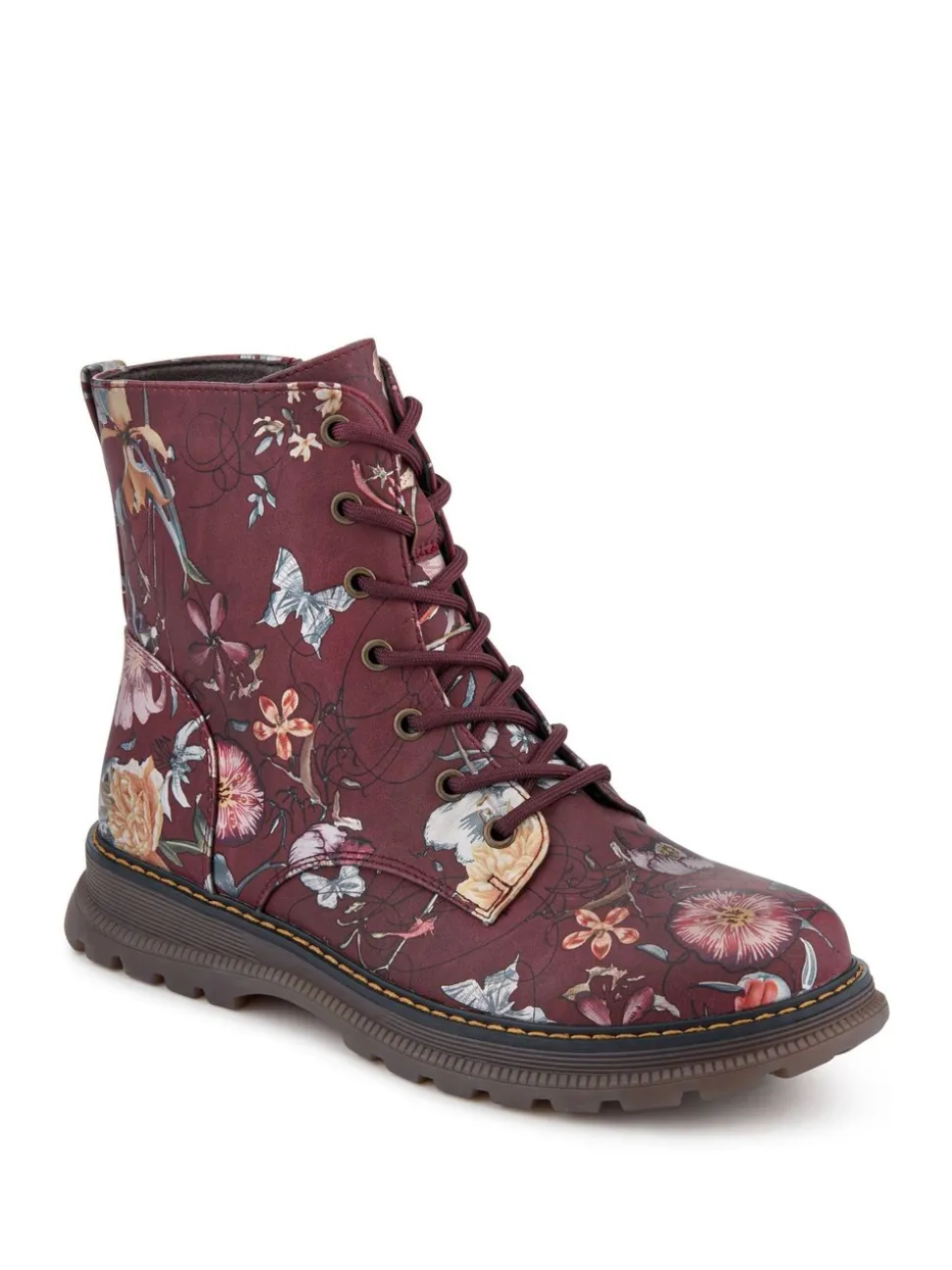 Rouge - Pavers Bottes À lacets Fleuri