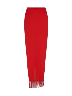 Rouge - Pour Moi Paréo multivoies tissé froissé à franges