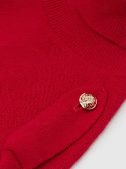 Rouge - Pull Reiss Corrine à col roulé et épaulette en laine