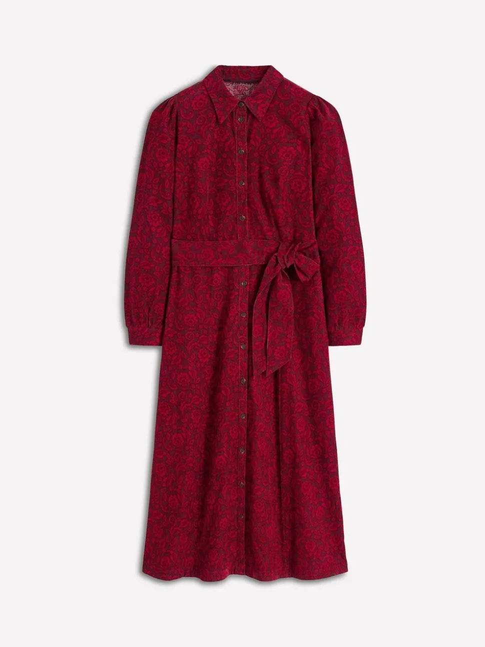 Rouge - Robe mi-longue Boden Clara en velours côtelé