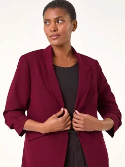 Rouge - Roman extensible à manches froncées Blazer