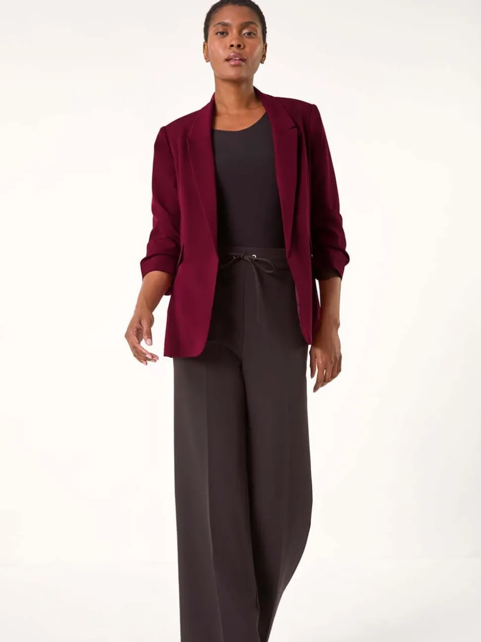 Rouge - Roman extensible à manches froncées Blazer