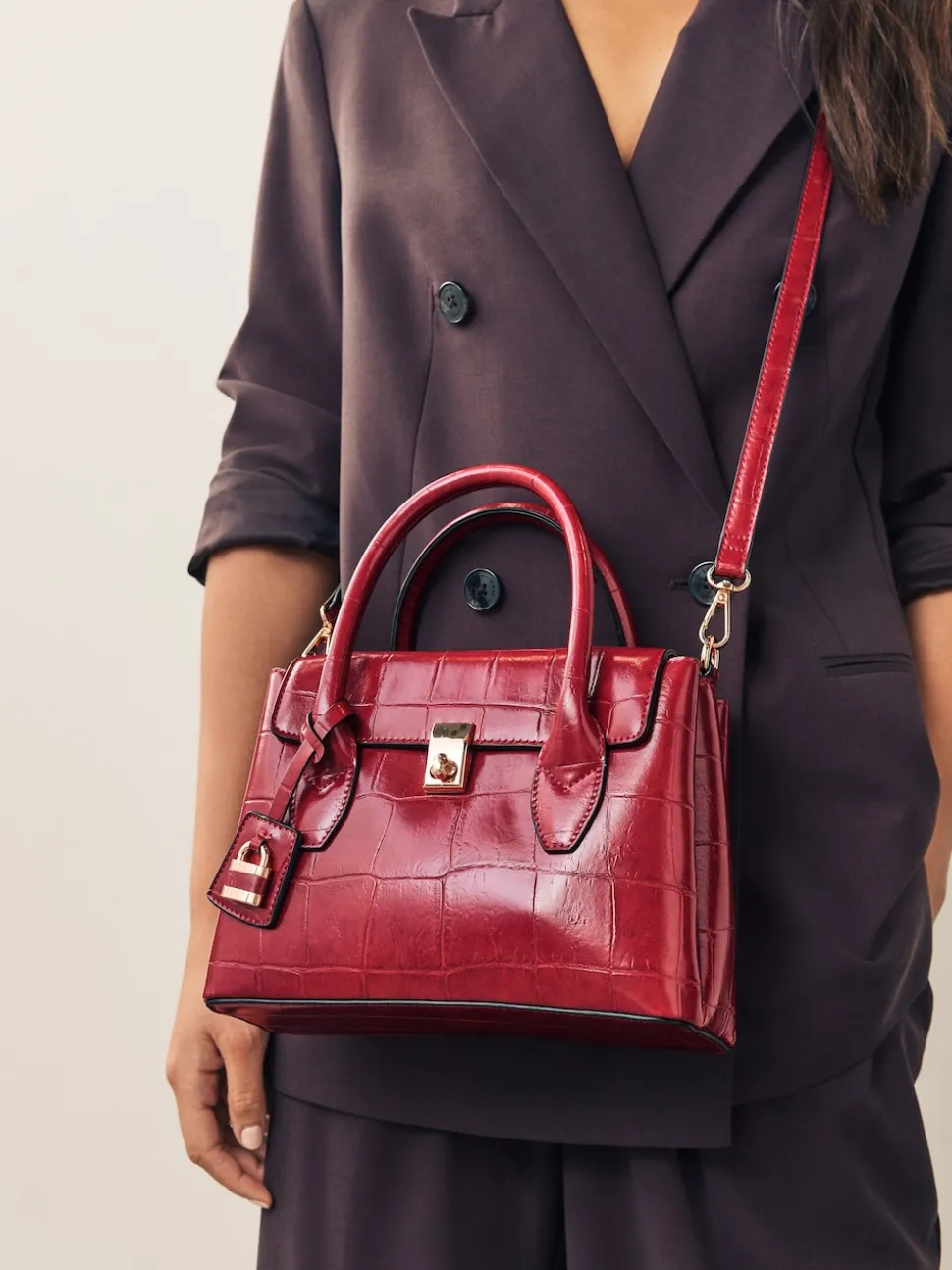 Rouge - Sac à main effet Crocs