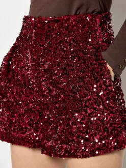 Rouge - Shorts à Sequins en velours Apricot